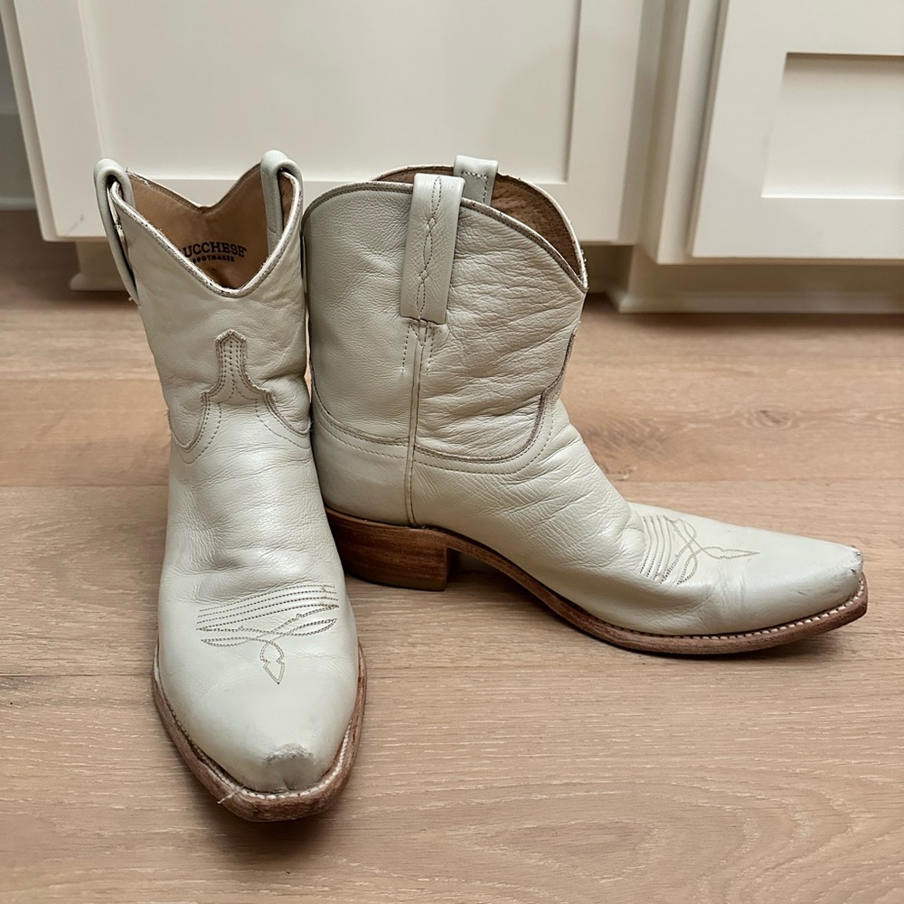 Lucchese “Gaby” Cream Ankle Boots